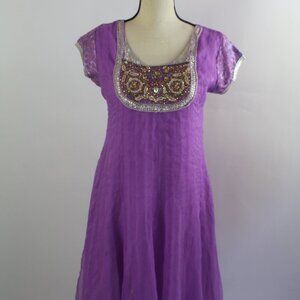 Purple Long Tunic with Design Small - Made in India
